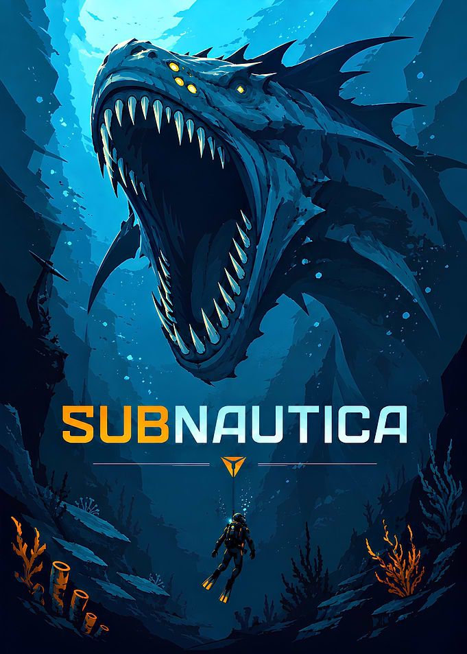 Subnautica Reaper Leviathan Underwater Poster