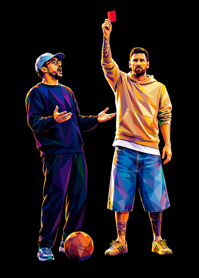 Lionel Messi Showing Red Card Art bad bunny