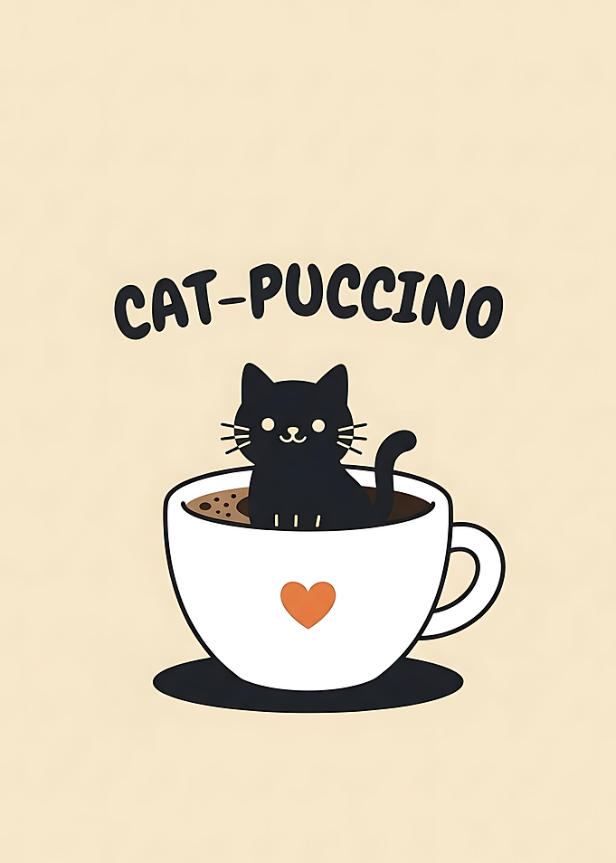 Cute Cat-puccino Coffee Illustration