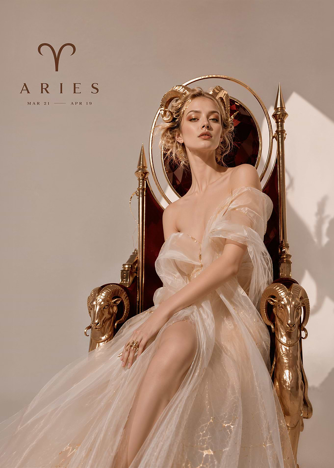 Aries Zodiac Queen on Throne