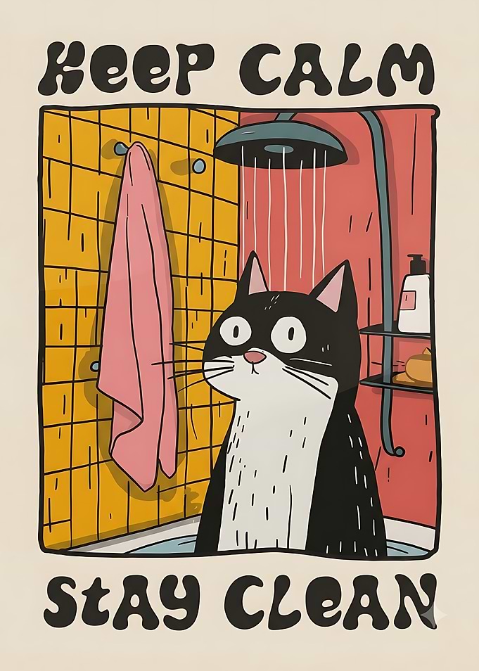 Keep Calm Stay Clean Cat Poster