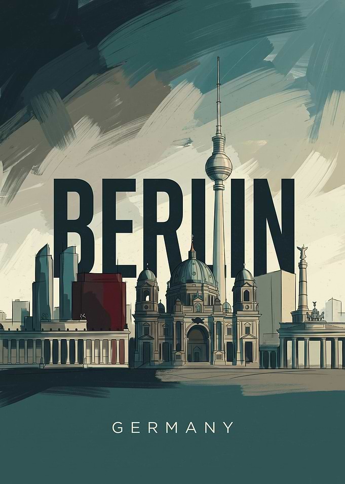 Berlin Germany Cityscape Travel Poster