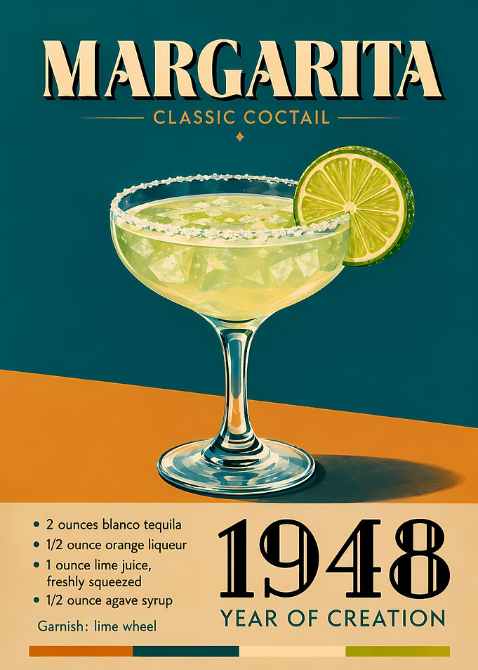 Classic Margarita Cocktail Recipe Poster