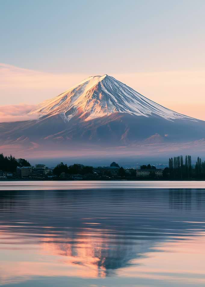 Mount Fuji Japan at Sunset Reflection