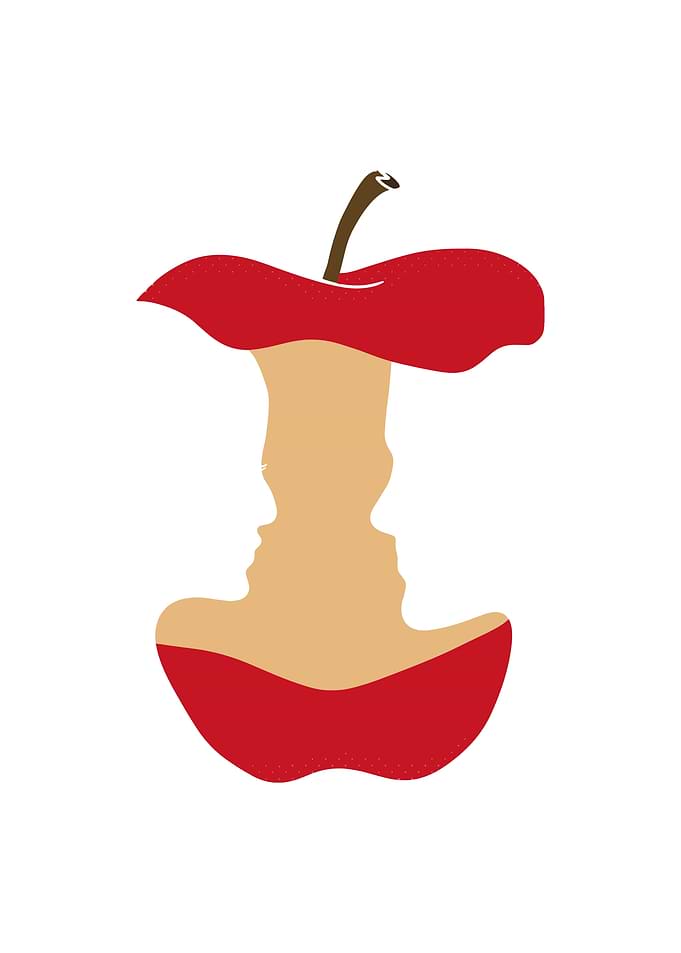 Optical Illusion Apple Core Silhouette