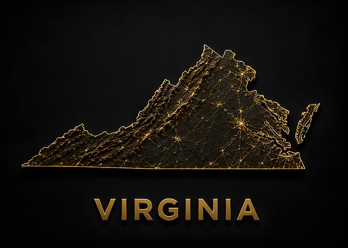 Virginia Gold Topo Relief Map