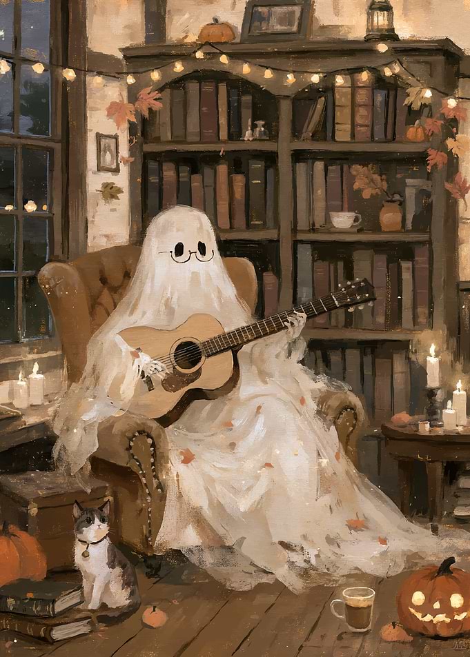 Cozy Ghost Playing Guitar