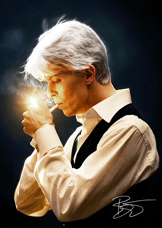 David Bowie Lighting a Cigarette