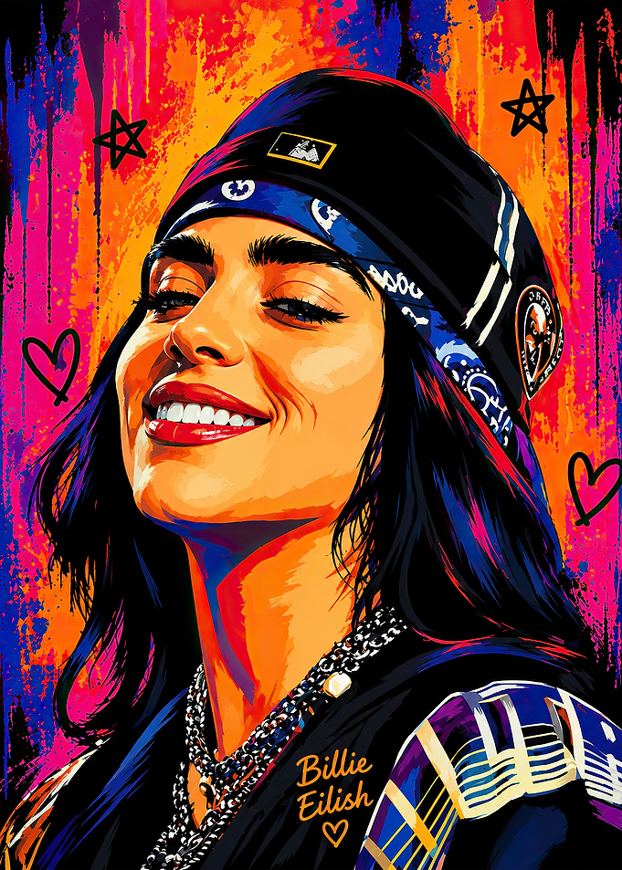 Vibrant Pop Art Portrait of Billie Eilish