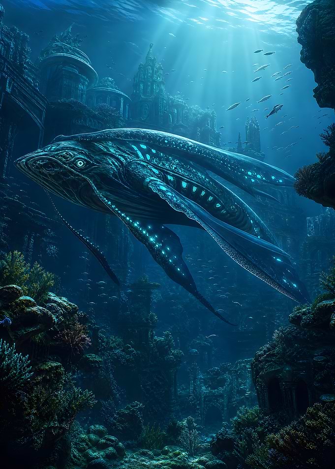 Bioluminescent Whale in Sunken City