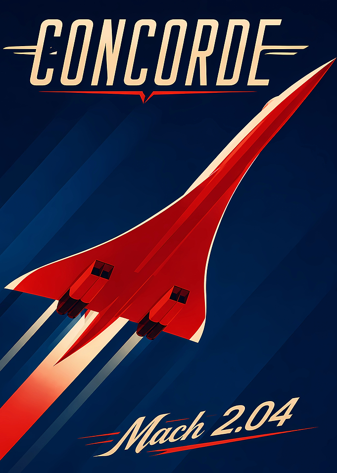 Concorde Supersonic Jet Vintage Poster