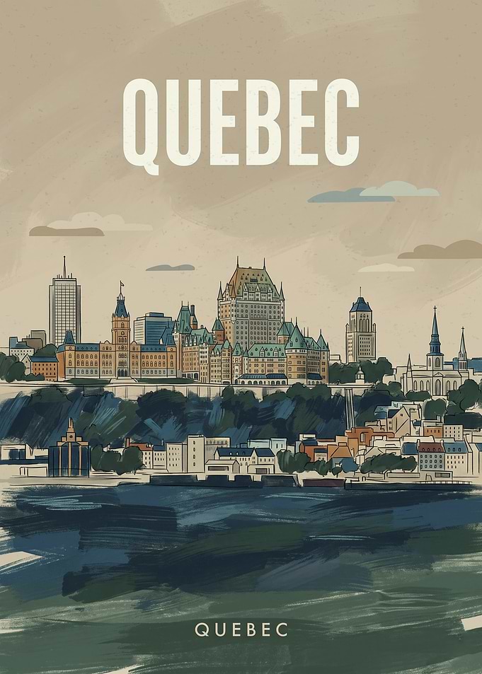 Quebec City Skyline Travel Poster