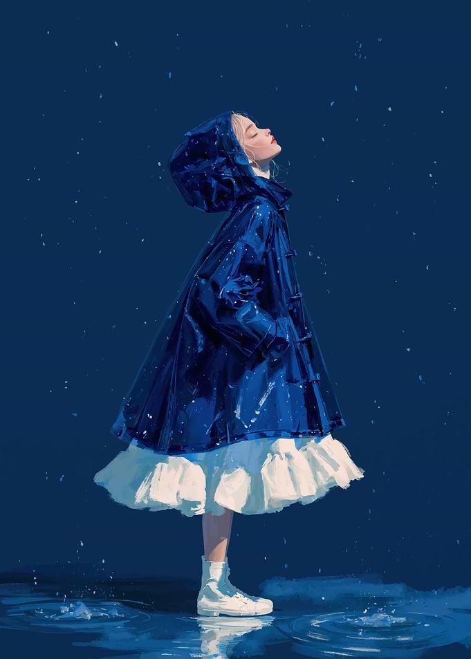 Girl in Blue Raincoat