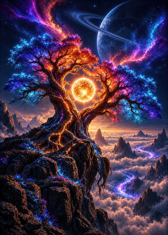 Bioluminescent Cosmic Tree of Life