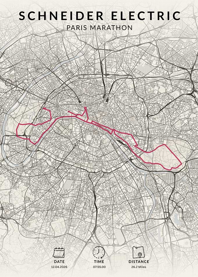 Schneider Electric Paris Marathon Map Poster