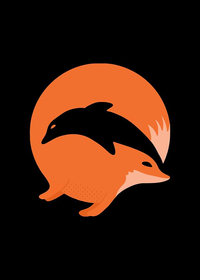Fox and Dolphin Yin Yang Design
