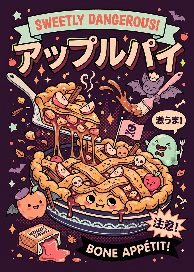 Sweetly Dangerous Apple Pie Illustration