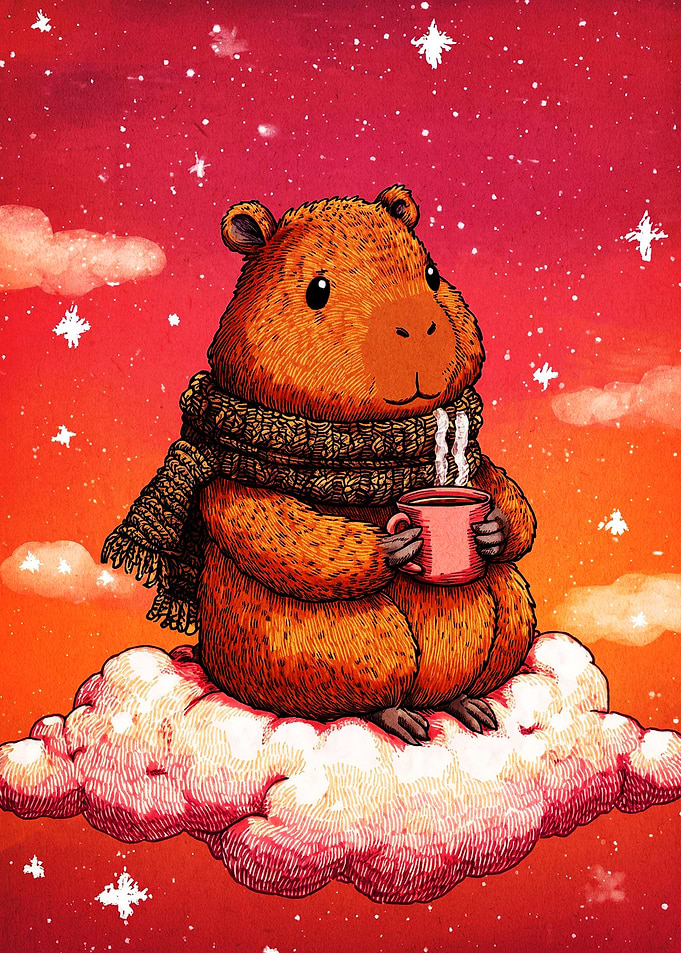 Cozy Capybara on a Cloud