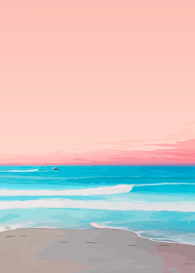 Minimalist Pastel Beach Sunset