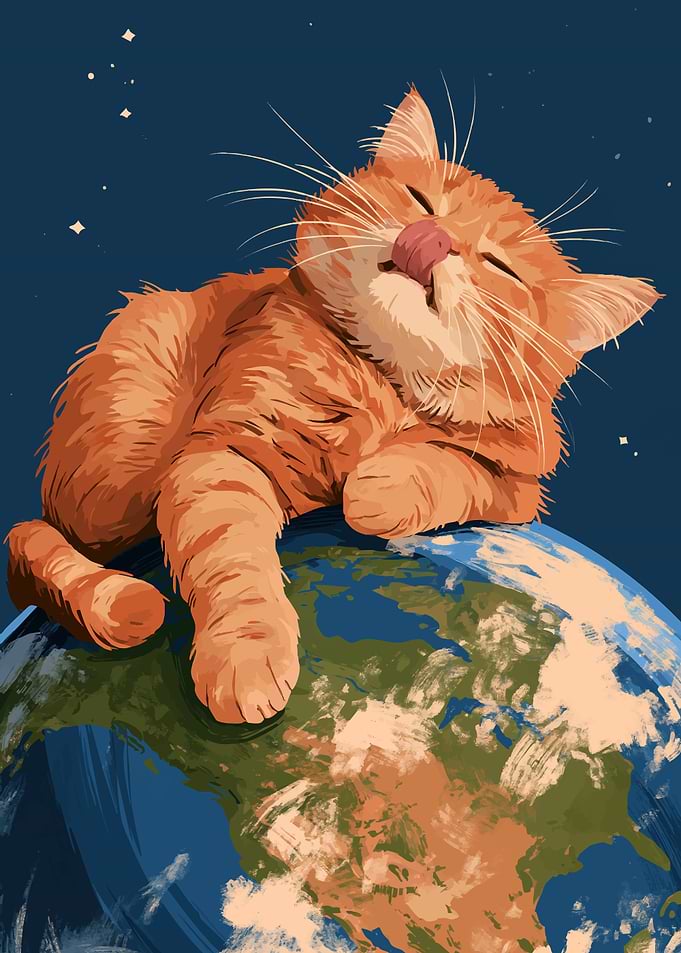 Ginger Cat Sleeping on Earth