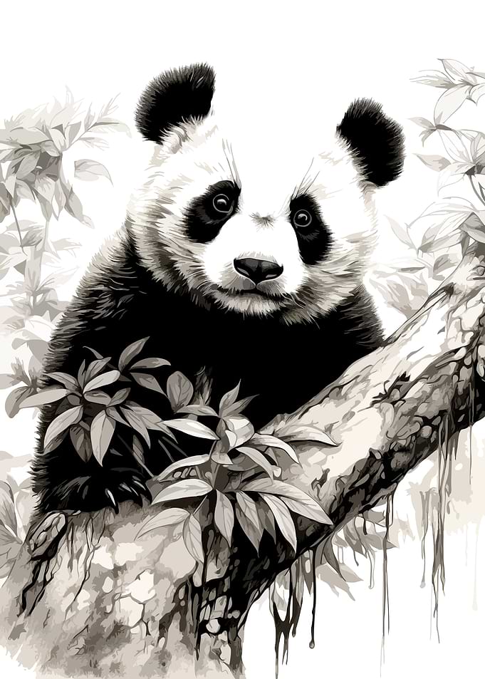 Black and White Panda Illustration