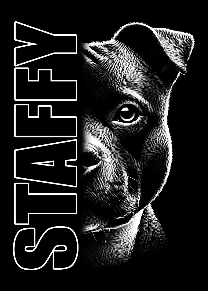 Staffy Dog Portrait Graphic Staffordshire Bull Terrier