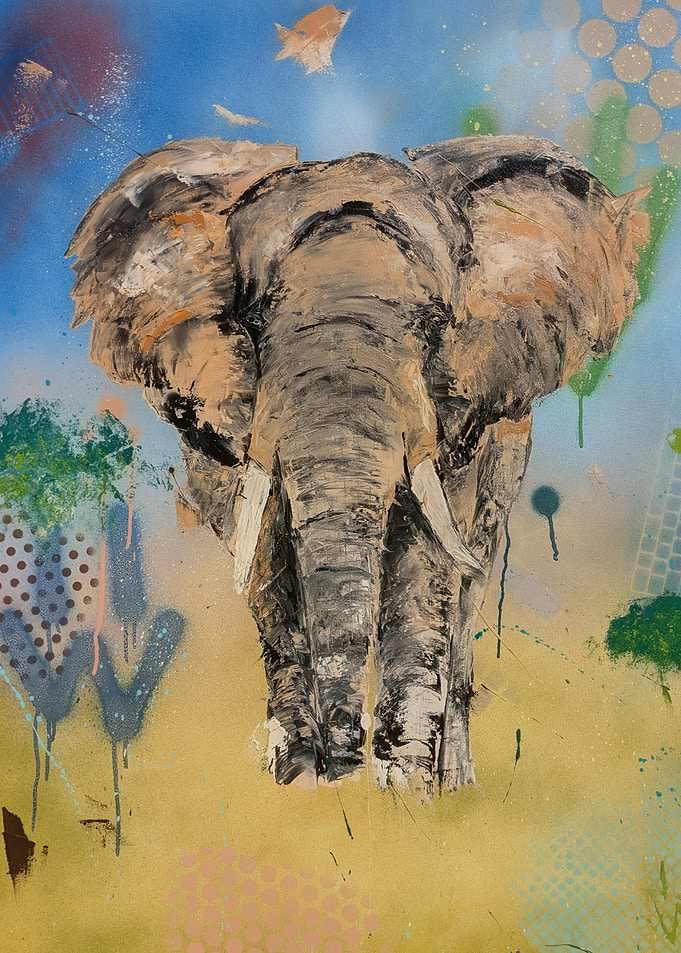 Abstract Street Art Elephant Portrait