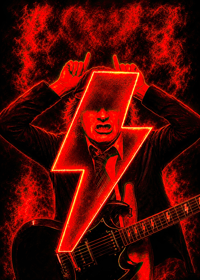 Angus Young AC/DC Red Lightning Portrait