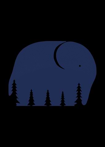 Minimalist Elephant Forest Silhouette Optical Illusion