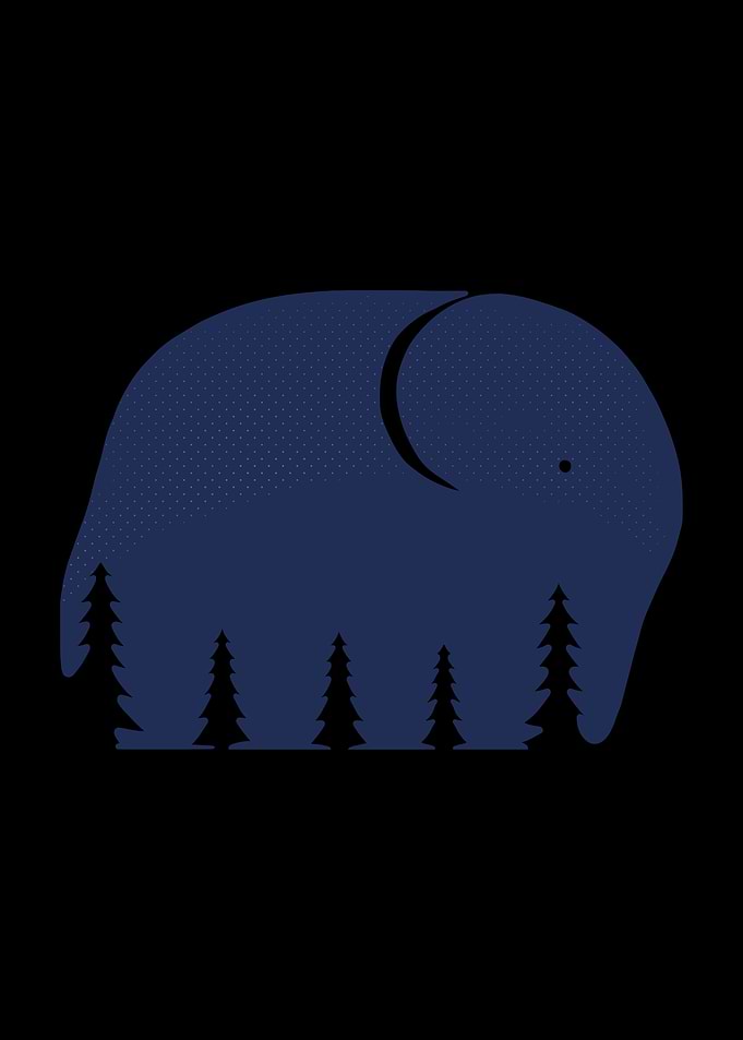 Minimalist Elephant Forest Silhouette Optical Illusion