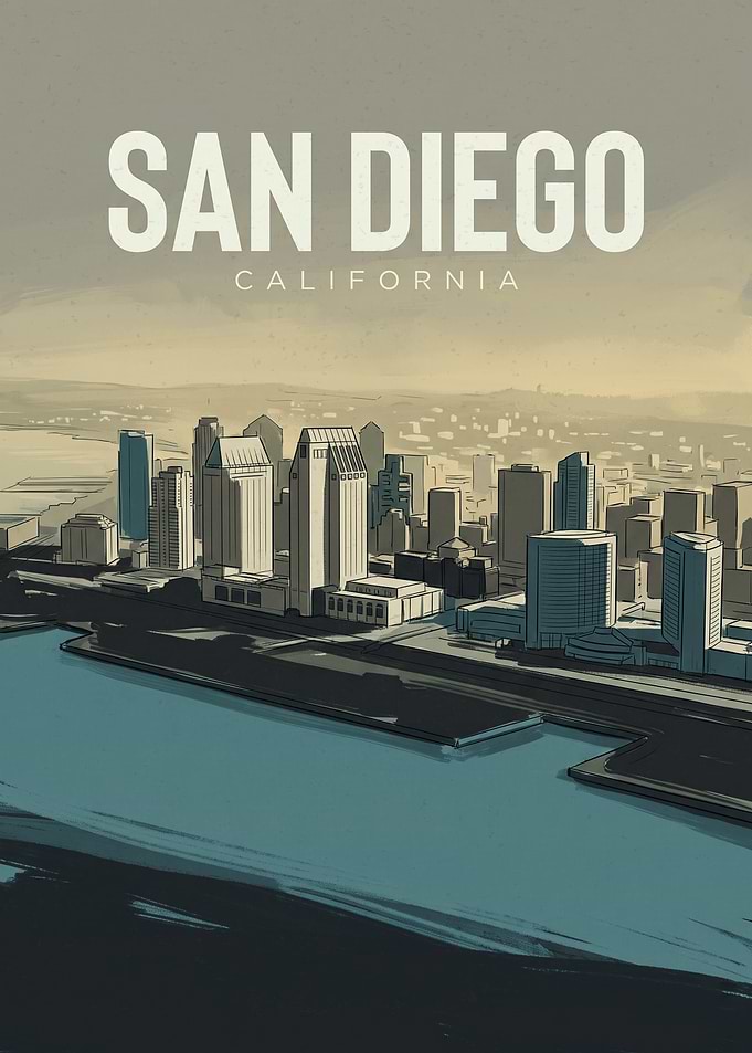 San Diego California Skyline Poster