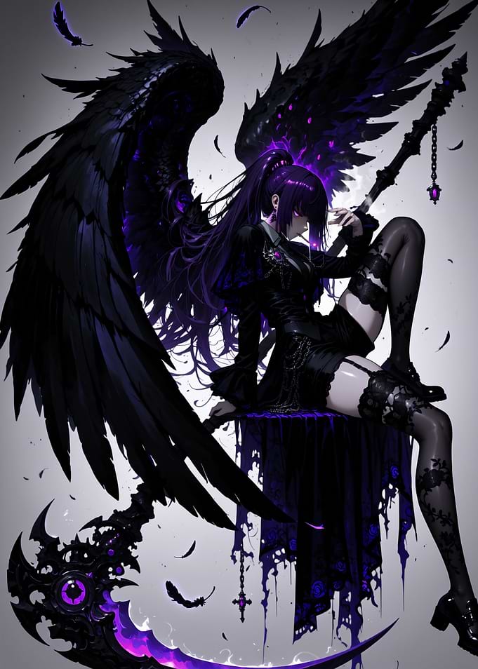 Dark Angel Anime Girl with Scythe