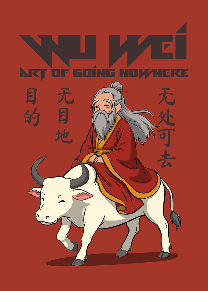 Taoism Wu Wei - Laozi Riding an Ox Illustration