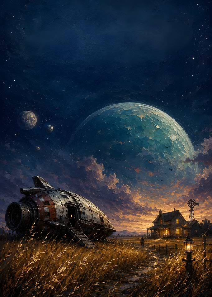 Crashed Spaceship at Rural Farmhouse