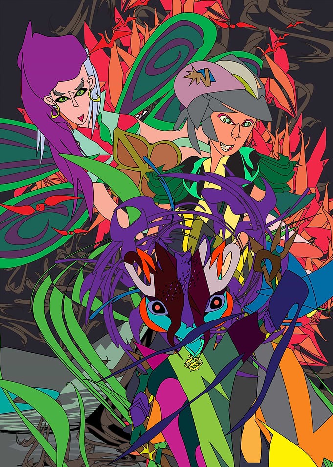 Vibrant Abstract Fantasy Character Illustration