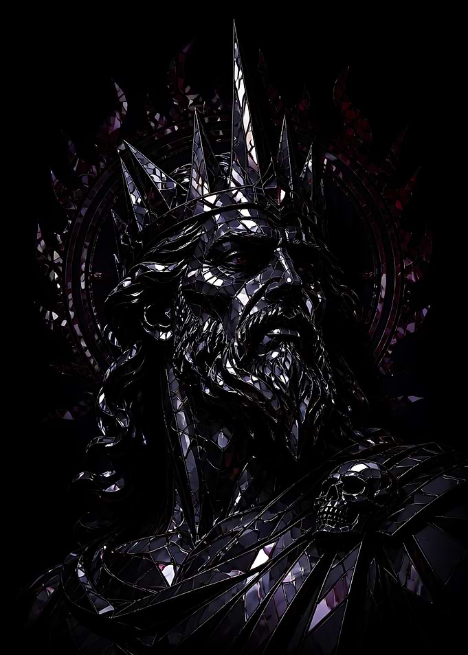 Dark Mosaic King with Skull