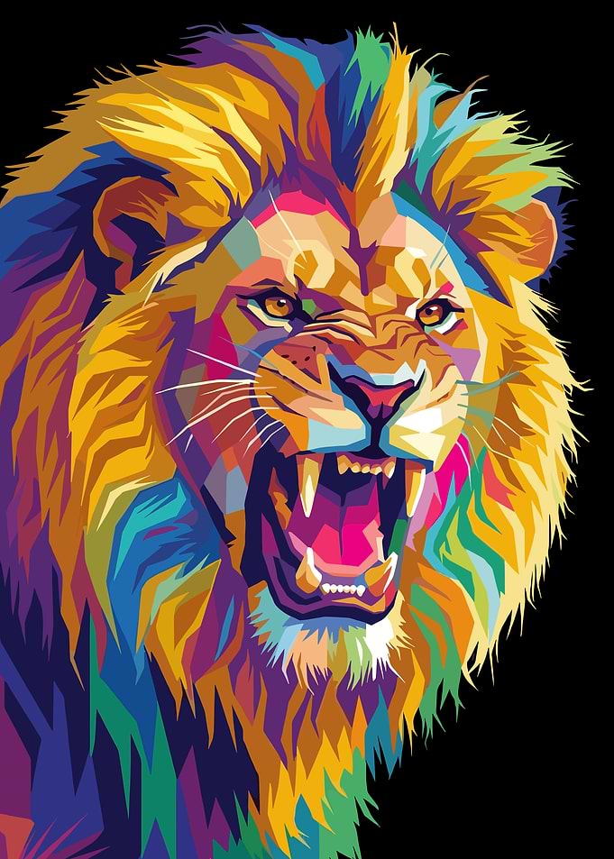 Colorful Pop Art Roaring Lion