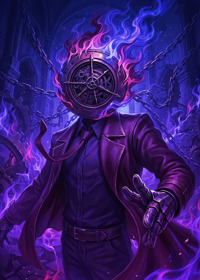 Limbus Company Clockwork Entity in Purple Flames