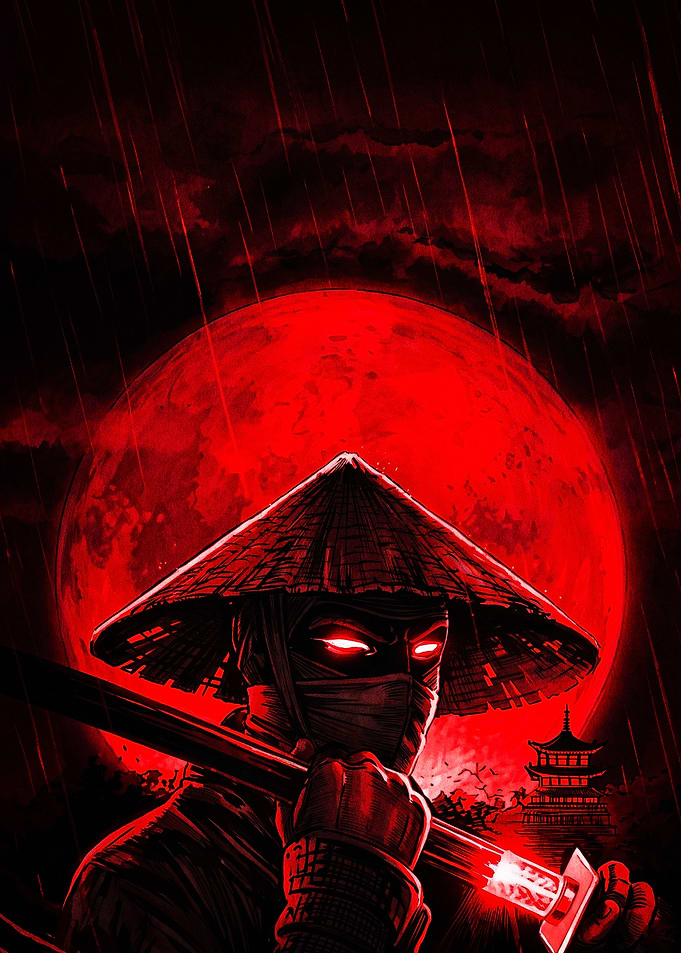 Red Moon Ninja Warrior Illustration