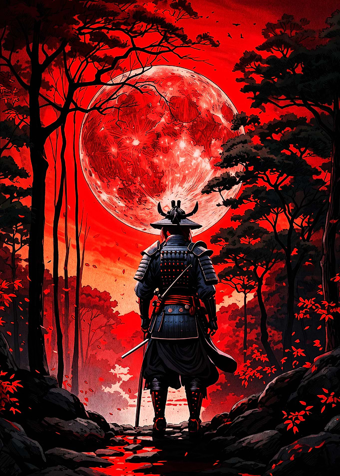 Samurai Under a Blood Red Moon