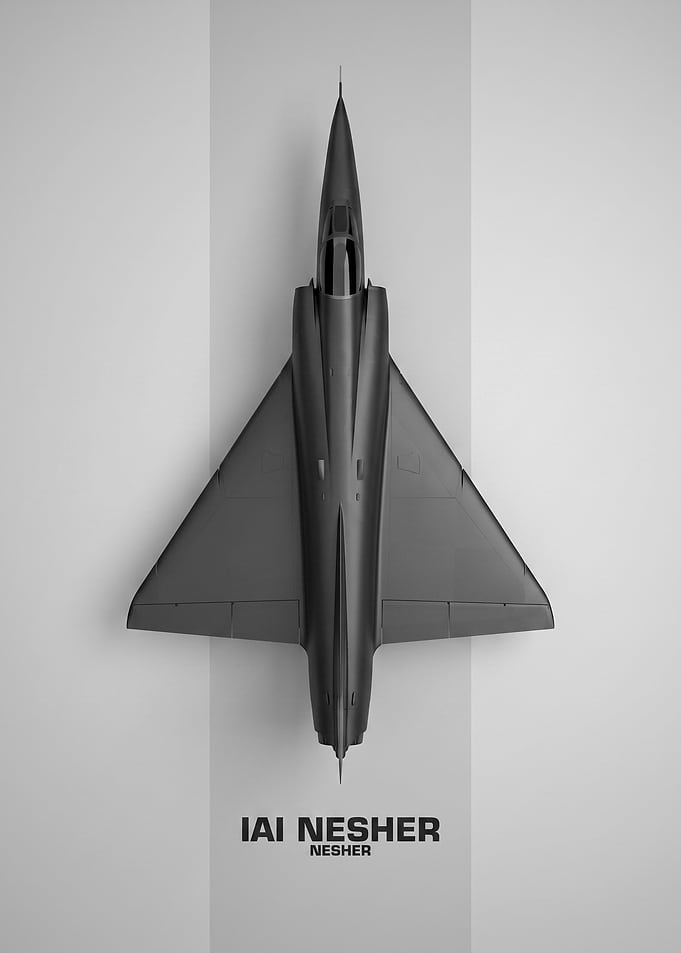 Minimalist IAI Nesher Fighter Jet Poster