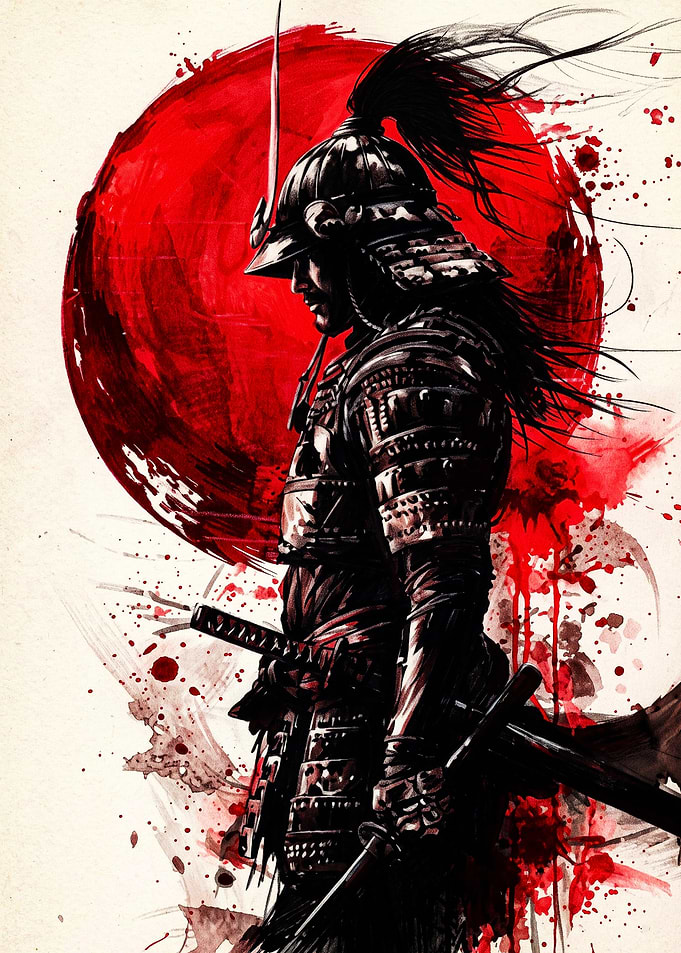 Samurai Warrior with Red Sun