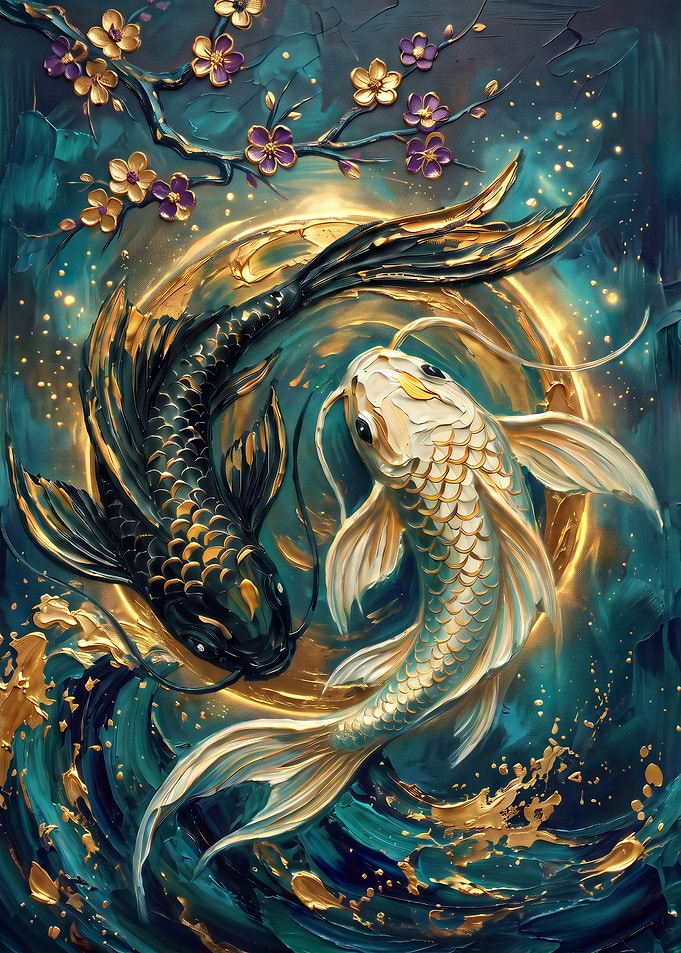 Yin Yang Koi Fish Painting
