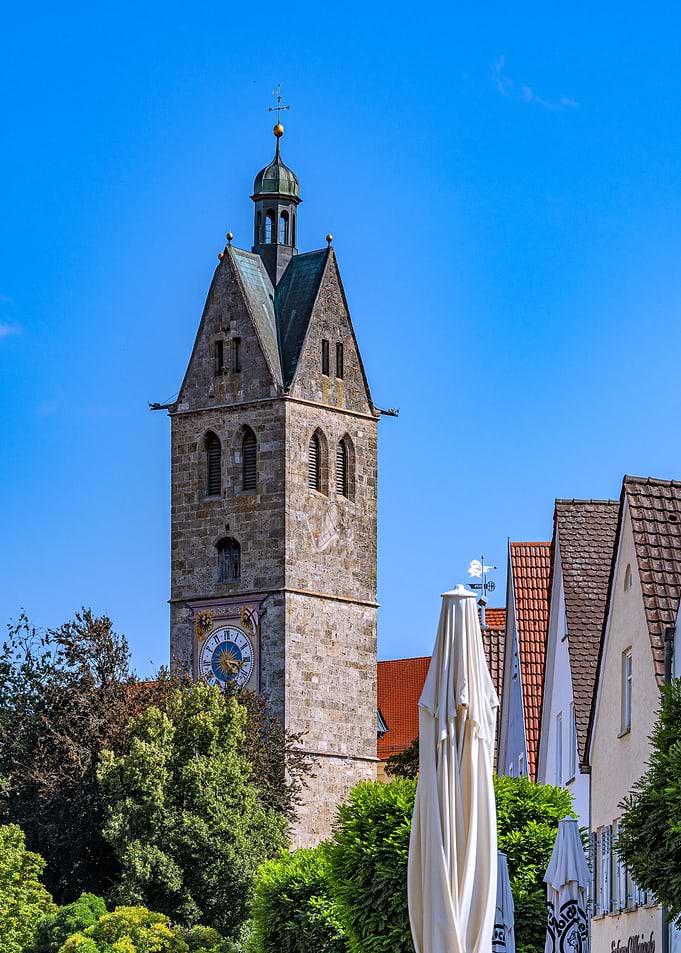 Historic Stone Clock Tower in Memmingen
