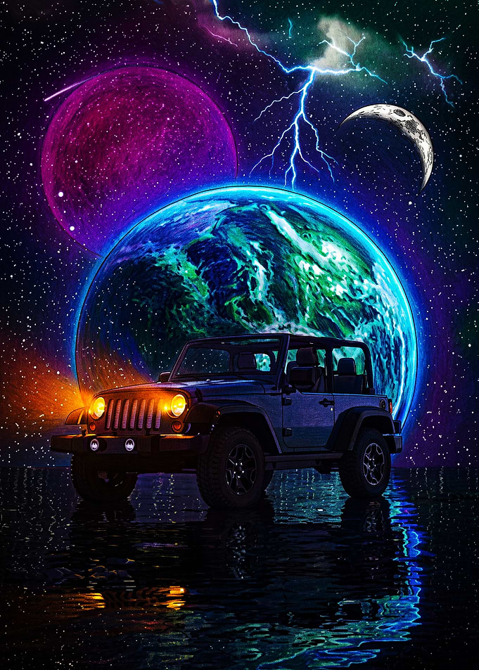 Jeep Wrangler in Cosmic Space Setting