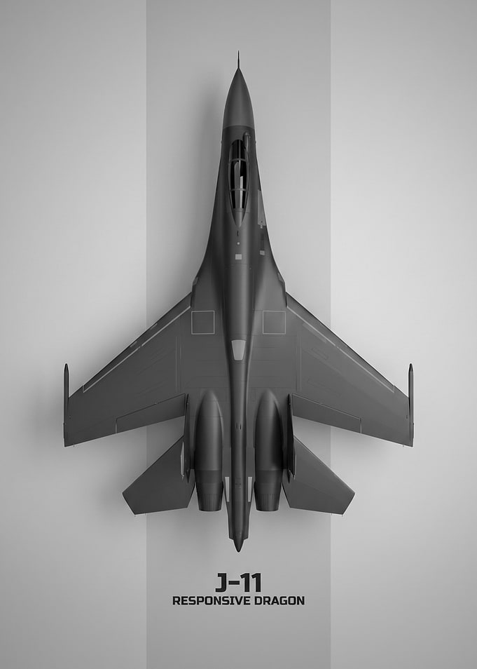 J-11 Responsive Dragon Fighter Jet Poster