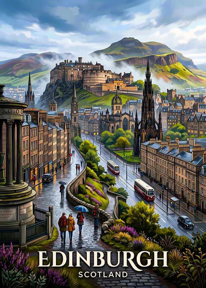 Edinburgh Scotland Travel Poster