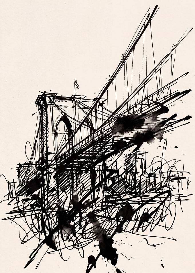 Brooklyn Bridge Ink Sketch