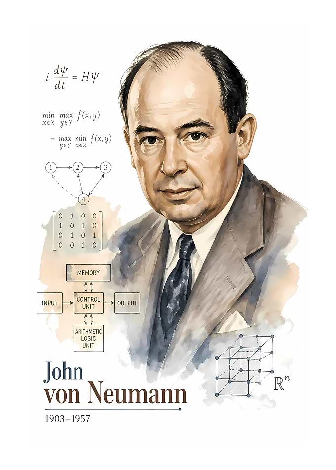 John von Neumann Portrait with Equations