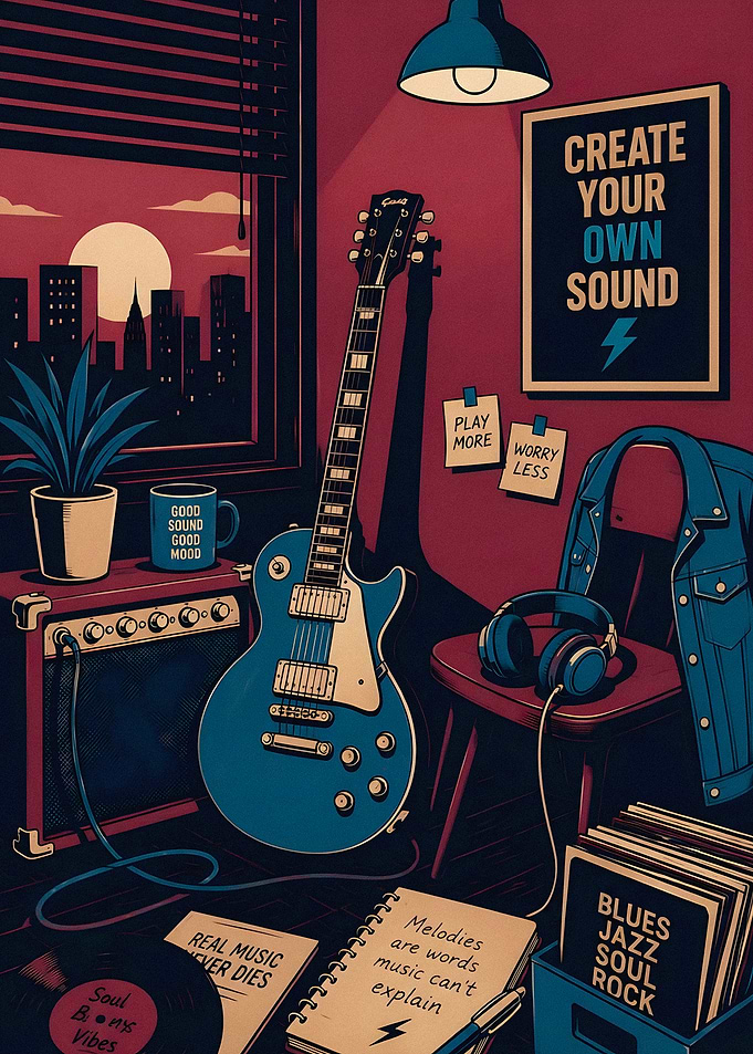 Cozy Music Studio Room Illustration